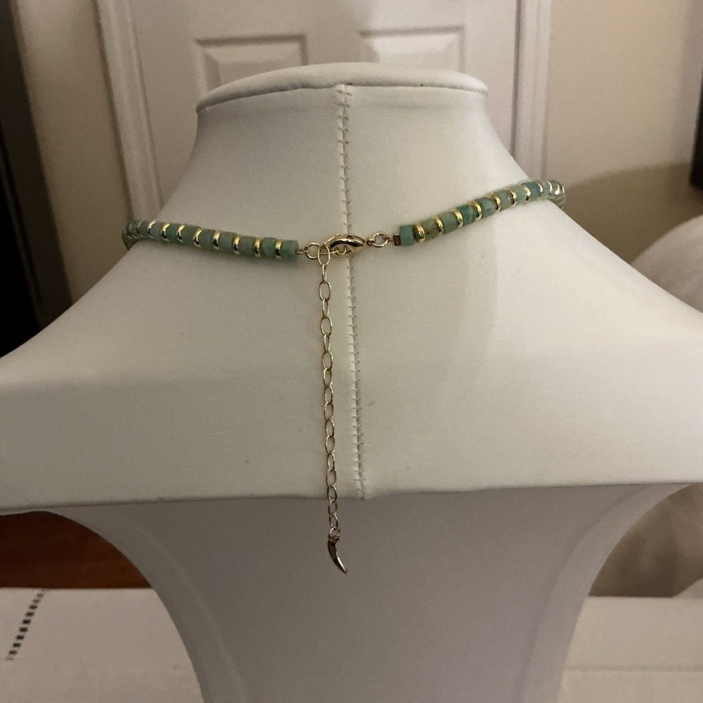 Luna Norte Amazonite Heart Gold Tone Pendant Necklace - Picture 3 of 5